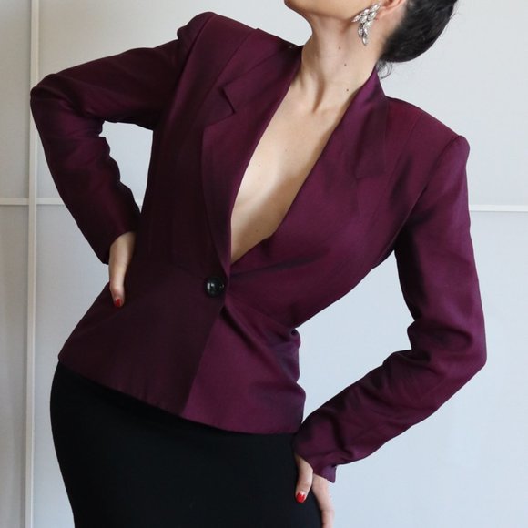 Vintage 80s Power Blazer Purple by Stirling Cooper - Picture 1 of 11